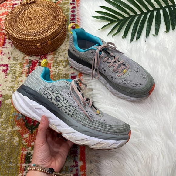 Hoka Shoes Hoka Gray Blue Bondi 6 Sneakers Tennis Shoes Running